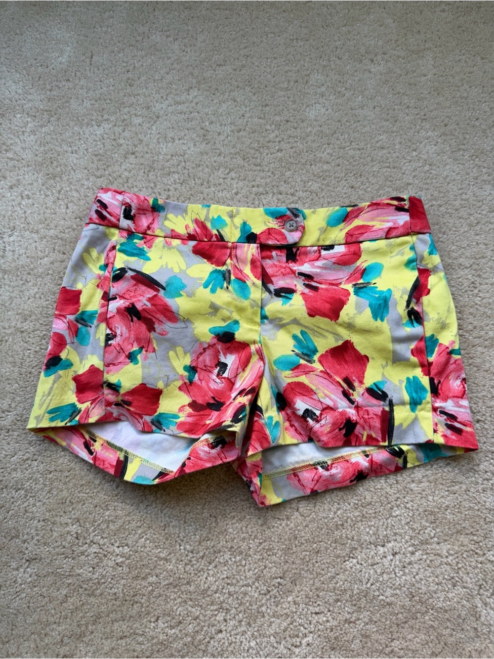 J.Crew Women's Floral Chino Shorts - Size 00 - VGUC - Pink Green Yellow